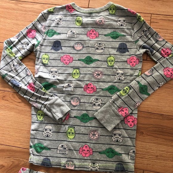 Gap Kids Star Wars Pajamas Girls 12 Colorful Neon Striped R2D2 Storm Trooper EUC - Picture 4 of 4